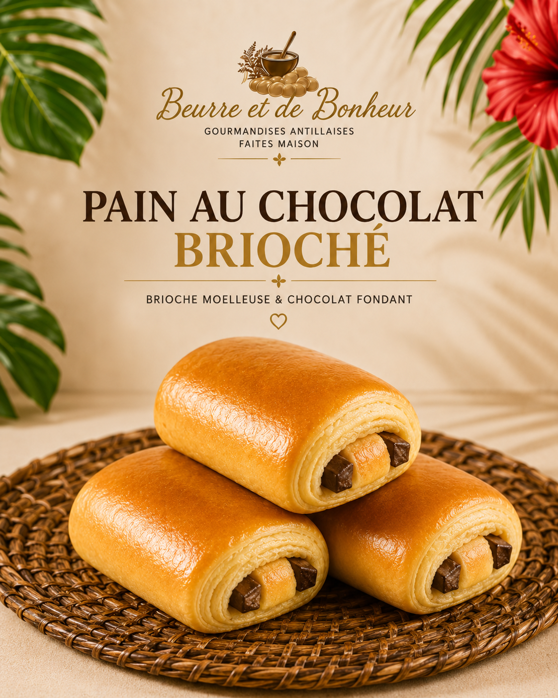 Pain au chocolat brioché Beurre et de Bonheur
