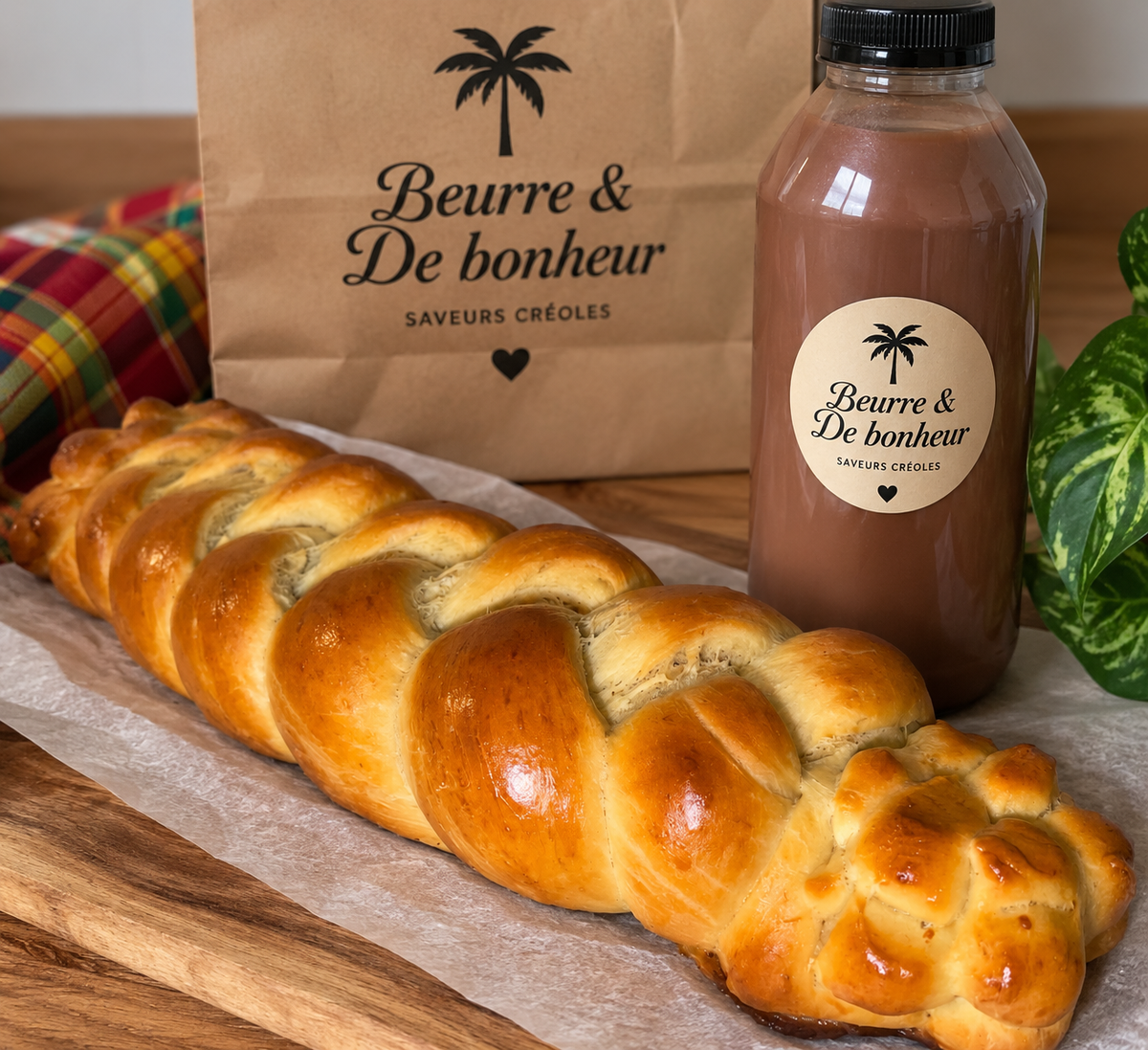 Duo pain au beurre tressé 500 g et chocolat communion 1 L - Beurre et de Bonheur
